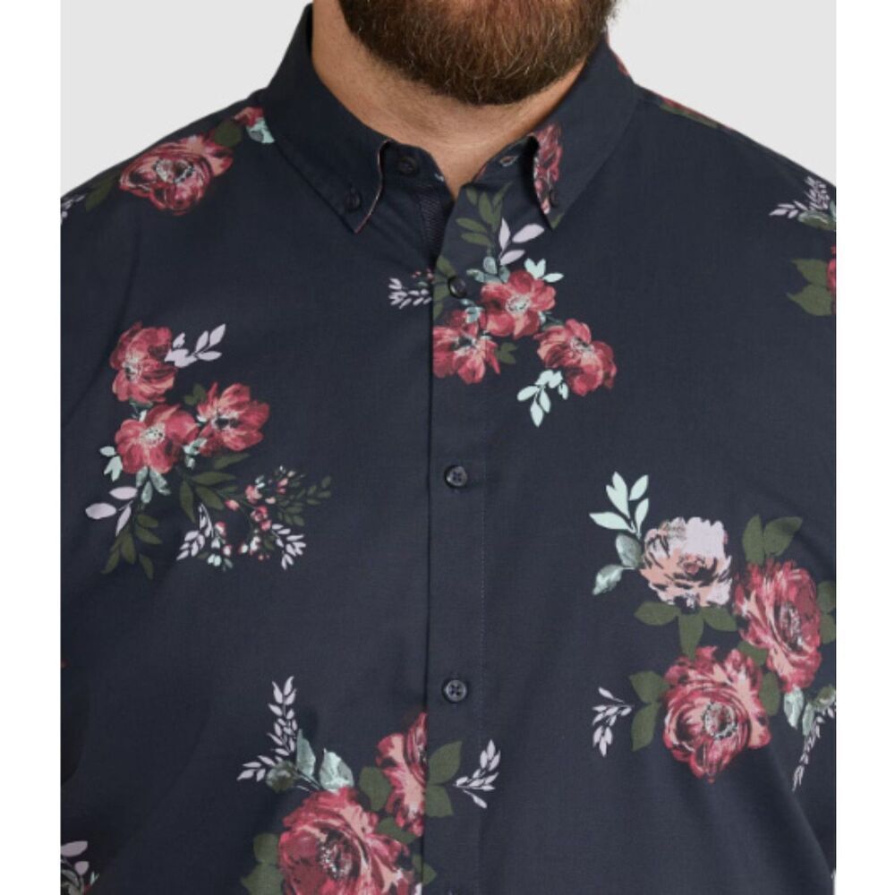 Johnny Bigg Navy Kennedy Floral Stretch Shirt NWT 5XL NWT - Picture 3 of 7